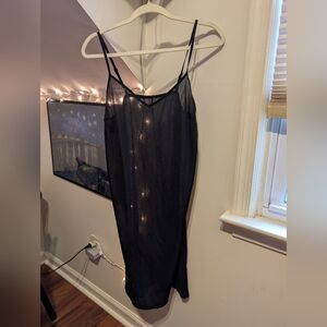 Black See Through Midi Slip Dress